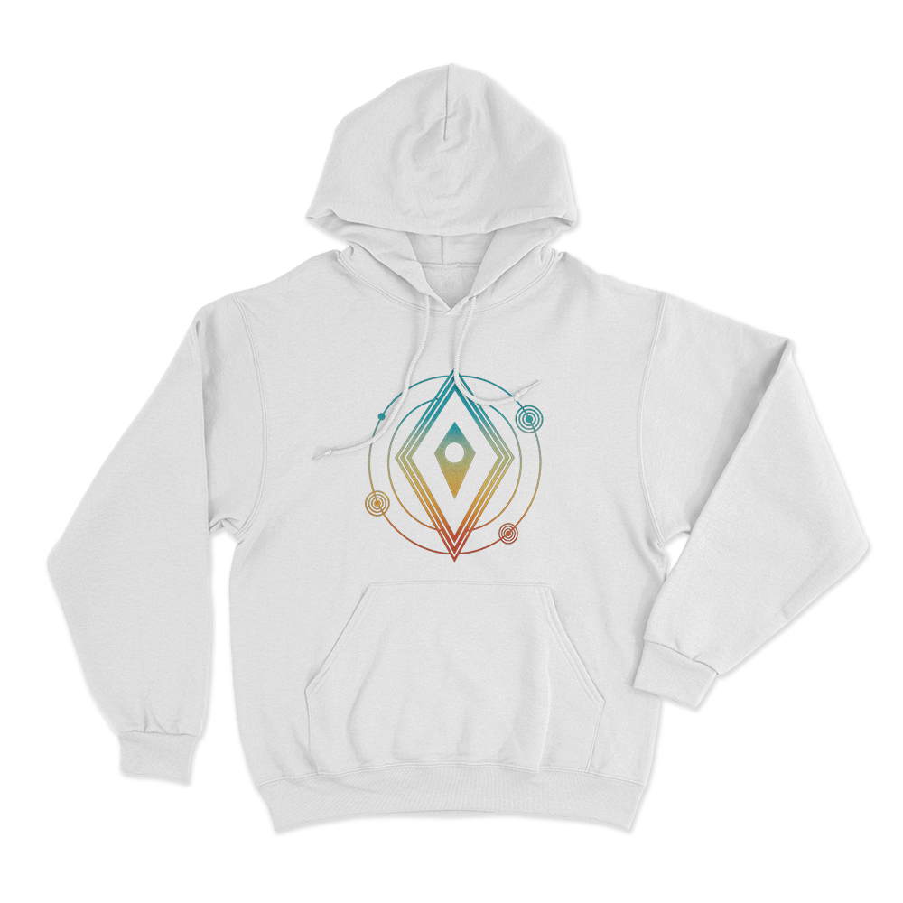 Cosmic Atlas Orbit Unisex Hoodie White Cosmic Atlas Orbit Unisex Hoodie White