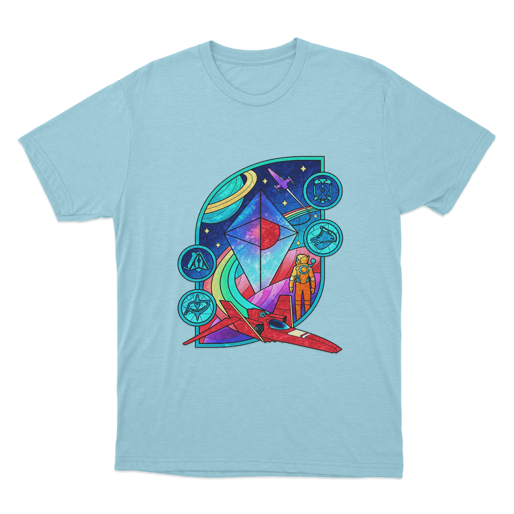 Galactic Explorer Adventure Unisex T Shirt Sky Blue Galactic Explorer Adventure Unisex T Shirt Sky Blue